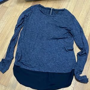 Dual material navy long sleeve
